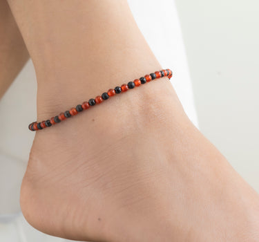 Carnelian & Black Onyx multi stone anklet
