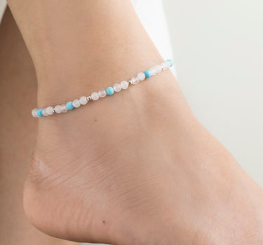 Rose Quartz & Turquoise multi stone anklet
