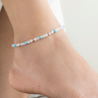 Rose Quartz & Turquoise multi stone anklet