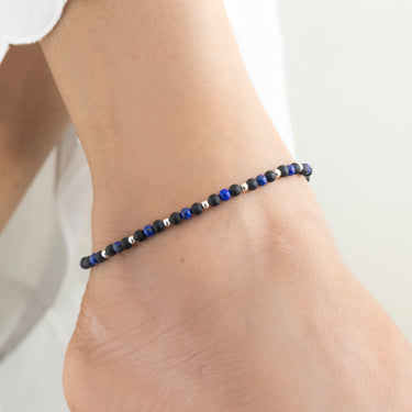 Matt onyx & Lapis Lazuli multi stone anklet