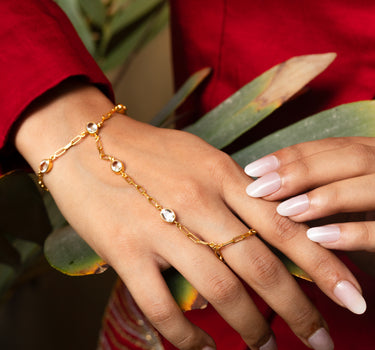 Clear Quartz Hand Chain Bracelet