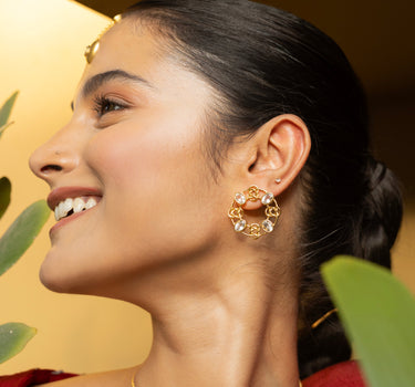 Clear Quartz Medallion Earrings