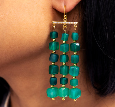 GREEN ONYX CASCADE EARRINGS