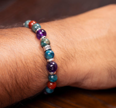 Weight Management & Fitness Bracelet- Apatite, Amethyst, Carnelian Natural Stones