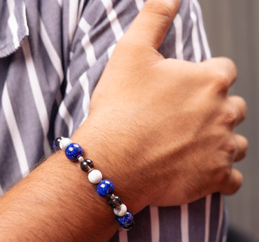 Calmness & Patience Bracelet- Howlite, Lapis Lazuli, Smoky Quartz Natural Stones