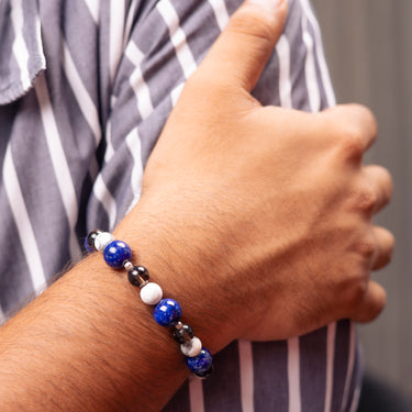 Nexus of Serenity- Howlite, Lapis Lazuli, Smoky Quartz-Multi Stone Healing Bracelet