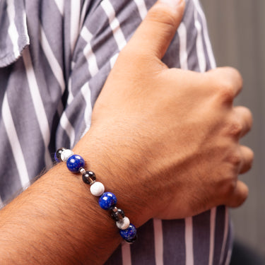 Peace/Mindfulness Bracelet- Howlite, Lapis Lazuli, Smoky Quartz-Multi Stone Healing Bracelet