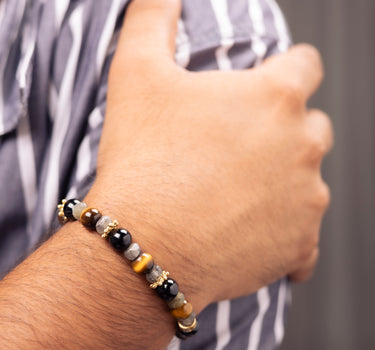 Protection Power Bracelet- Black Tourmaline, Tiger Eye, Labradorite Natural Stones