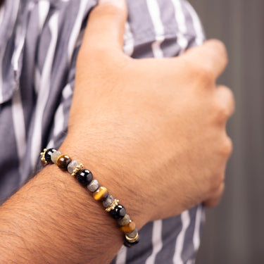 Uproot Negativity- Protection Bracelet with Black Tourmaline, Tiger Eye, Labradorite