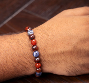 Metabolism & Wellness Boost Bracelet - Red Tiger Eye, Carnelian, Sodalite Natural Stones