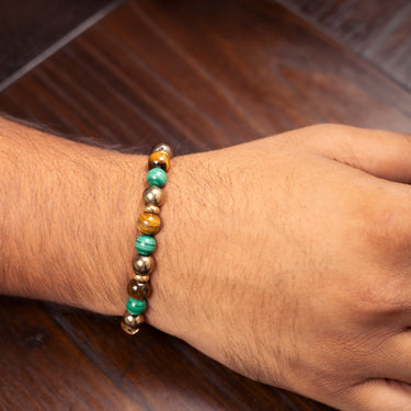 Wealth and Abundance - Malachite, Pyrite & Tiger's Eye- Multi Stone Healing Bracelet