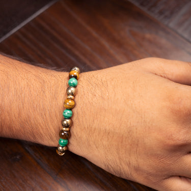 Alchemy of Abundance- Malachite, Pyrite & Tiger's Eye- Multi Stone Healing Bracelet