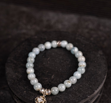 March- Aquamarine with flower charm