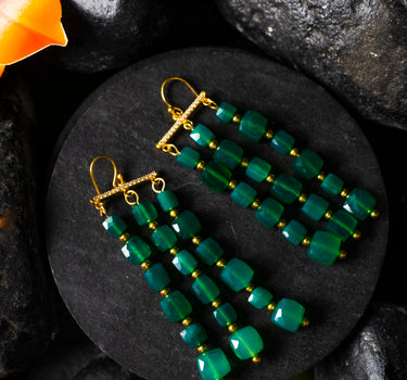 GREEN ONYX CASCADE EARRINGS