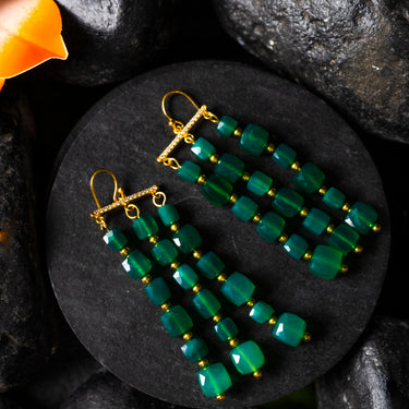 GREEN ONYX CASCADE EARRINGS