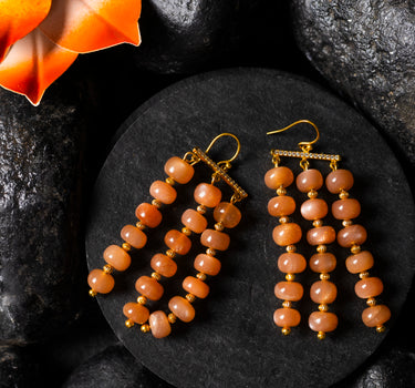 PEACH MOONSTONE CASCADE EARRINGS
