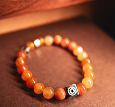 JULY- CARNELIAN WITH EVIL EYE CHARM