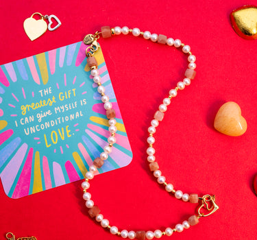 Peaches and Pearl Necklace