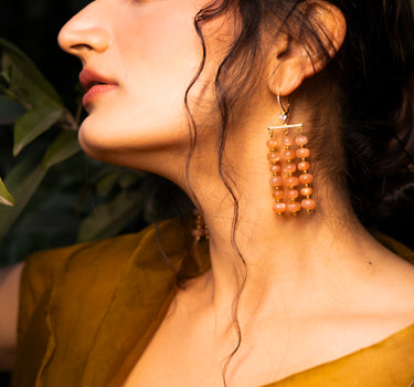 PEACH MOONSTONE CASCADE EARRINGS