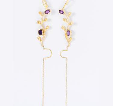 Golden Vine Amethyst Earcuff