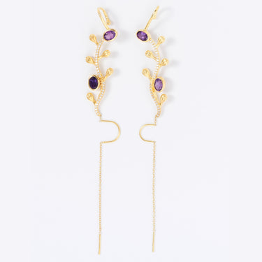 Golden Vine Amethyst Earcuff