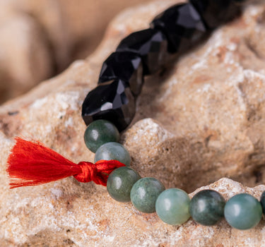Moss Agate with Black Onyx  Bracelet