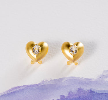 Heart Of Light Clear Quartz Stud Earrings