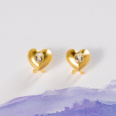 Heart Of Light Clear Quartz Stud Earrings