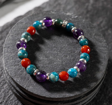 Weight Management & Fitness Bracelet- Apatite, Amethyst, Carnelian Natural Stones