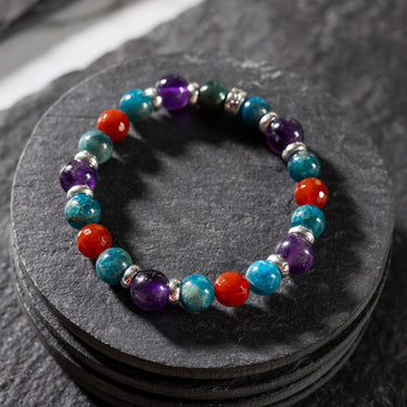 For Health & Wellness - Apatite, Amethyst, Carnelian-multi stone healing bracelet