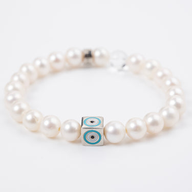 JUNE-PEARL WITH EVIL EYE CHARM