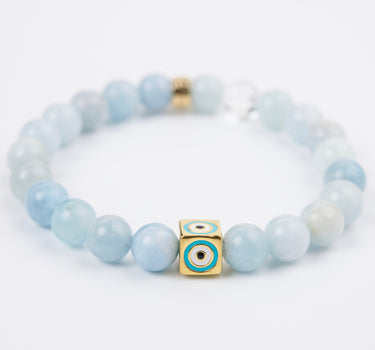 MARCH- AQUAMARINE WITH EVIL EYE CHARM