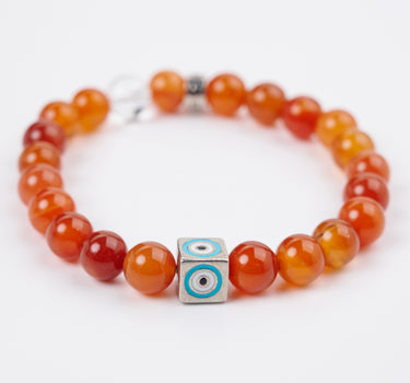 JULY- CARNELIAN WITH EVIL EYE CHARM