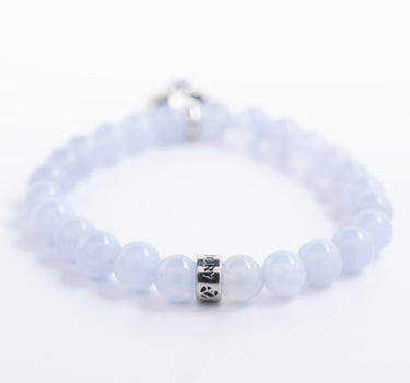Blue Lace Agate Bracelet with Heart Charm
