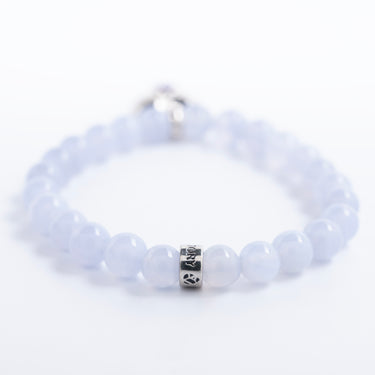 Blue Lace Agate Bracelet with Heart Charm