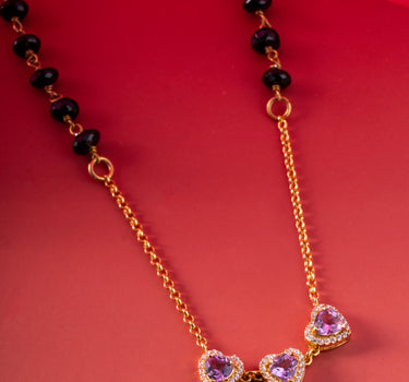 Amethyst Trinity Heart Mangalsutra Necklace