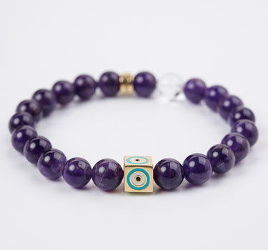 FEBRUARY- AMETHYST WITH EVIL EYE CHARM