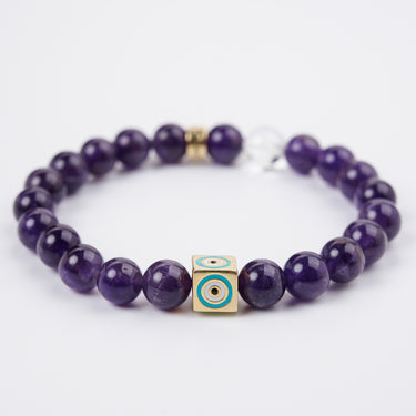 FEBRUARY- AMETHYST WITH EVIL EYE CHARM