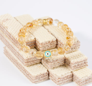 November- Citrine with Evil Eye Charm