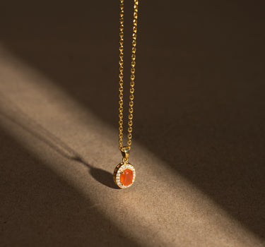 July- Carnelian Birthstone Pendant Necklace