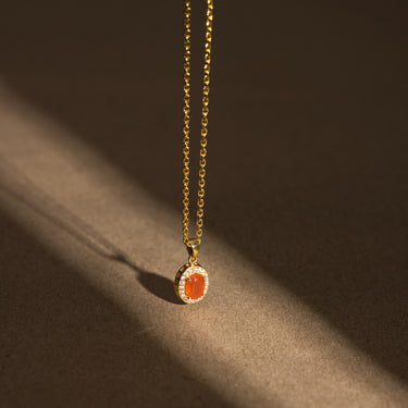 July- Carnelian Birthstone Pendant Necklace