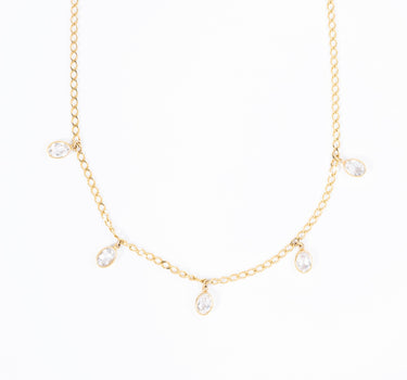 Golden Dewdrop Clear Quartz Necklace