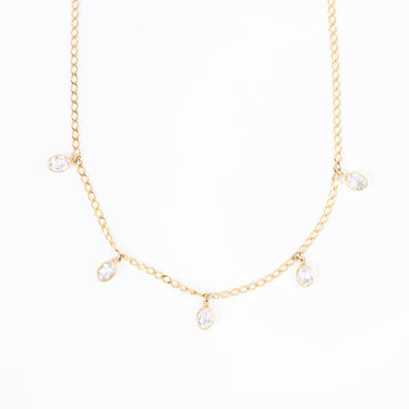 Golden Dewdrop Clear Quartz Necklace