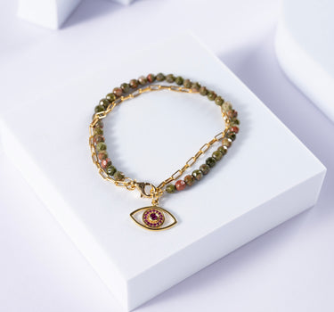 Unakite Evil Eye Bracelet
