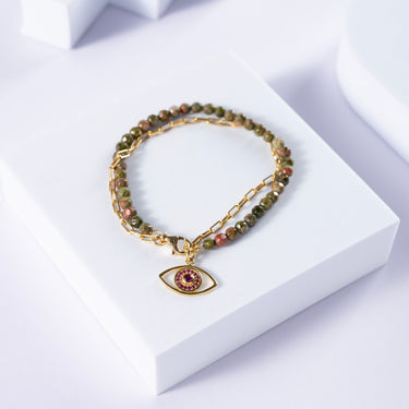 Unakite Evil Eye Bracelet