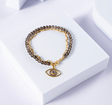 Smoky Quartz Evil Eye Bracelet