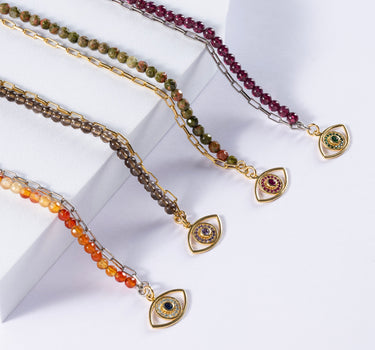 Unakite Evil Eye Bracelet