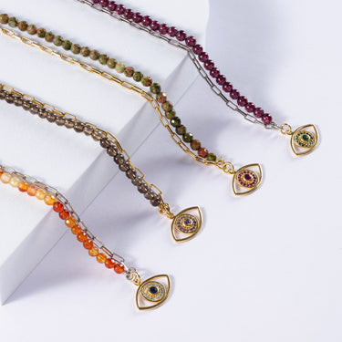 Smoky Quartz Evil Eye Bracelet