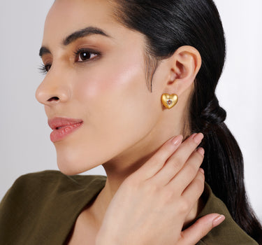 Heart Of Light Clear Quartz Stud Earrings