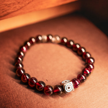 JANUARY- GARNET WITH EVIL EYE CHARM